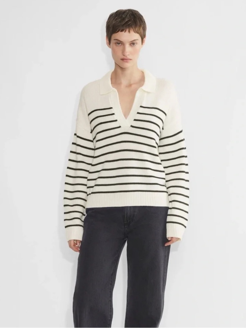 Aritzia Wilfred Clara Merino Wool Striped Sweater Sz M